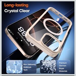 Clear Phone Case for iPhone 16 Pro Max desert sand color & 2 screen protectors